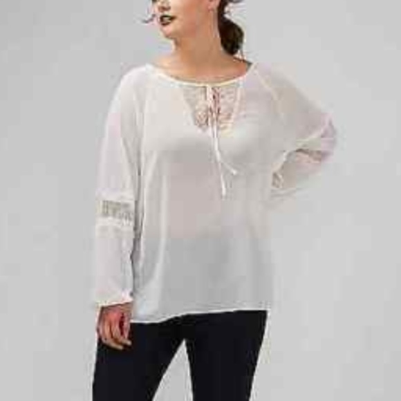 Lane Bryant Lace Inset Peasant Top NWT Size 18 - Picture 1 of 4